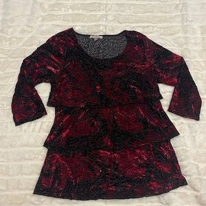 Red and Black Floral Mandala Top